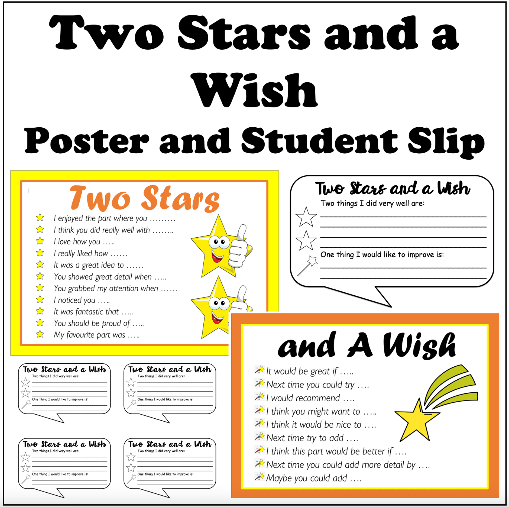 Mash > Back to School > Two Stars and a Wish Display and Slips — free download